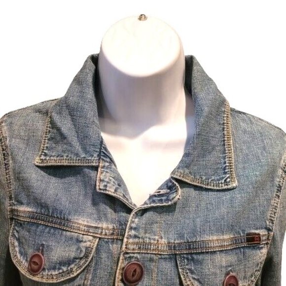 AG Adriano Goldschmied Denim Jacket Womens S Small The Alamo Distressed EUC - Picture 3 of 14